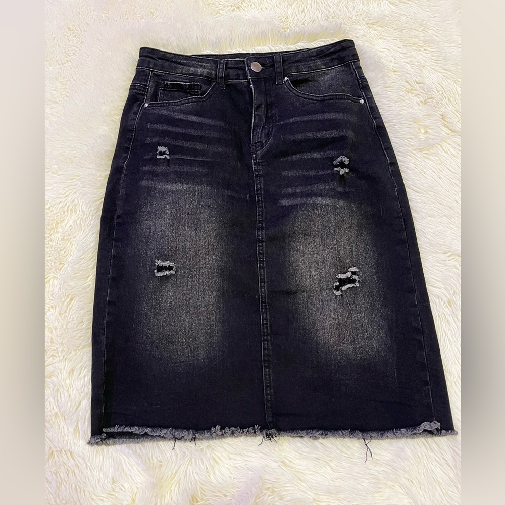 Jupe De Abby Black Denim Skirt Size XS